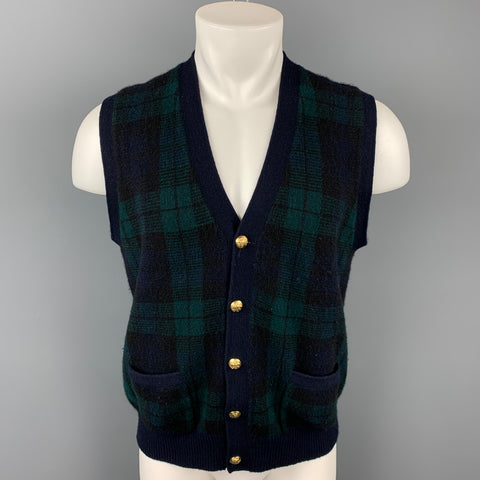 POLO by RALPH LAUREN Chaleco con botones de cachemira a cuadros Blackwatch talla L