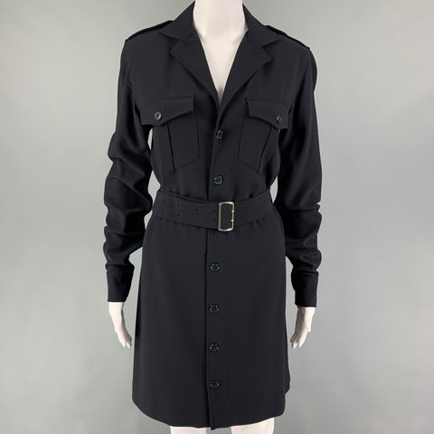 RALPH LAUREN Black Label Size 6 Navy Wool Shirt Dress