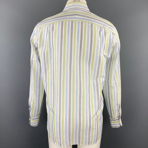 ISAIA Size M Navy & Green Plaid Cotton Button Up Long Sleeve Shirt