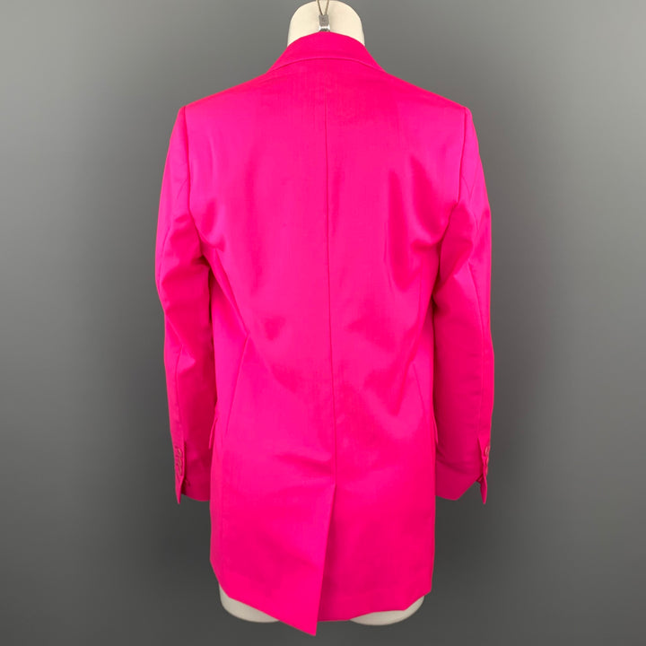 MSGM Size 4 Hot Pink Wool Peak Lapel Buttoned Blazer Jacket