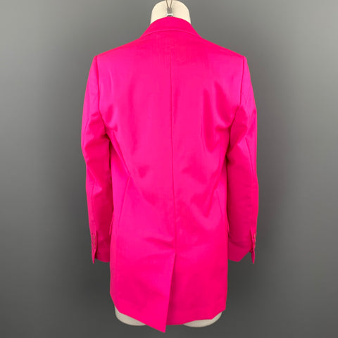 MSGM Taille 4 Veste blazer boutonnée en laine rose vif à revers
