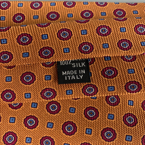 KITON Copper Burgundy Dots Silk Tie