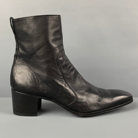YVES SAINT LAURENT Size 13 Black Leather Side Zipper Johnny  Boots