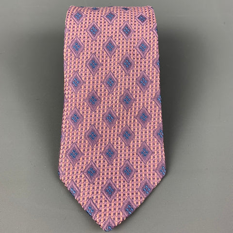 ERMENEGILDO ZEGNA Purple Blue Rhombus Silk / Cotton Tie