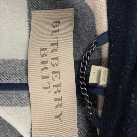 BURBERRY BRIT Taille M Manteau à fermeture à bascule en laine et polyamide bleu marine