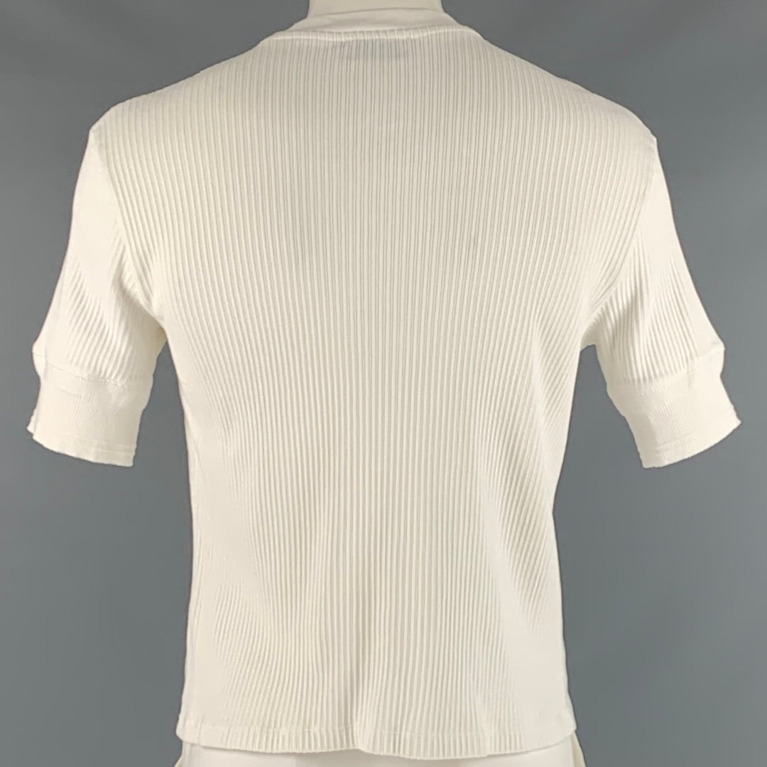 MAISON KITSUNE Size L White Red Graphic Cotton Ribbed T-shirt