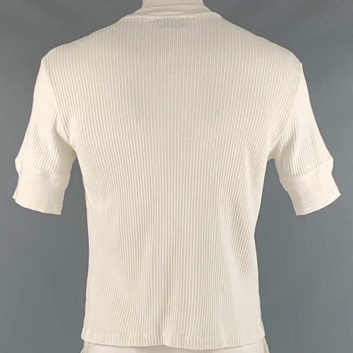 MAISON KITSUNE Size L White Red Graphic Cotton Ribbed T-shirt