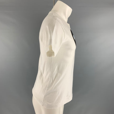 COMME des GARCONS Size S White Black Hearts Short Sleeve Shirt