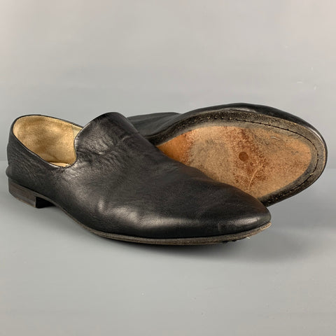 MARSELL Talla 11 Mocasines de cuero desgastados negros