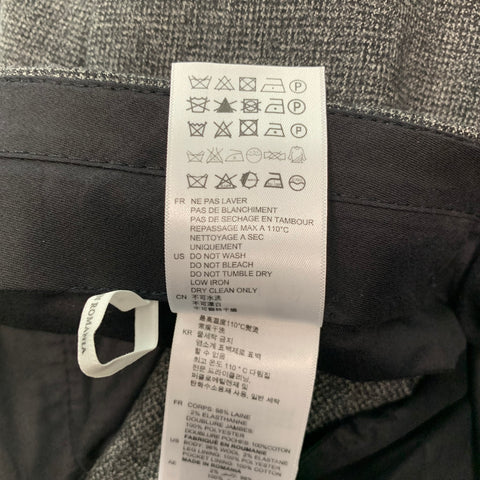 SANDRO Size 32 Grey Black Grid Wool Elastane Zip Fly Dress Pants