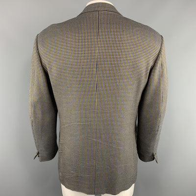 BELVEST 40 Brown & Navy Houndstooth Wool Notch Lapel  Sport Coat