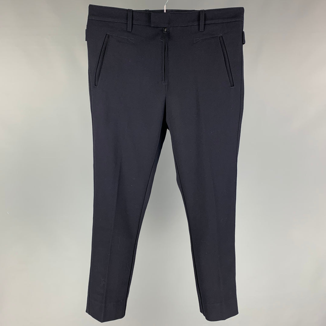 BOTTEGA VENETA Size 32 Navy Blue Virgin Wool Flat Front Casual Pants