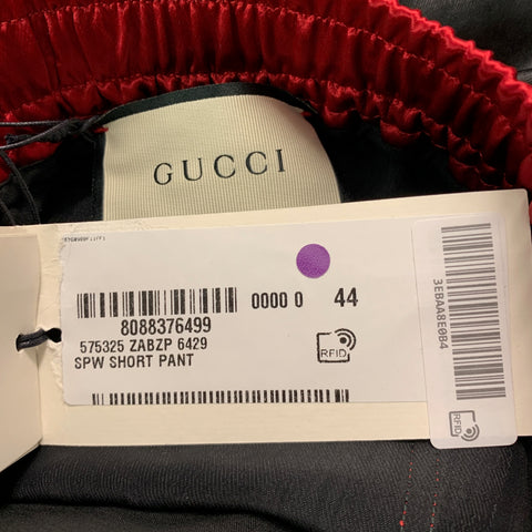 GUCCI Size XS Red Black Color Block Acetate Drawstring Shorts