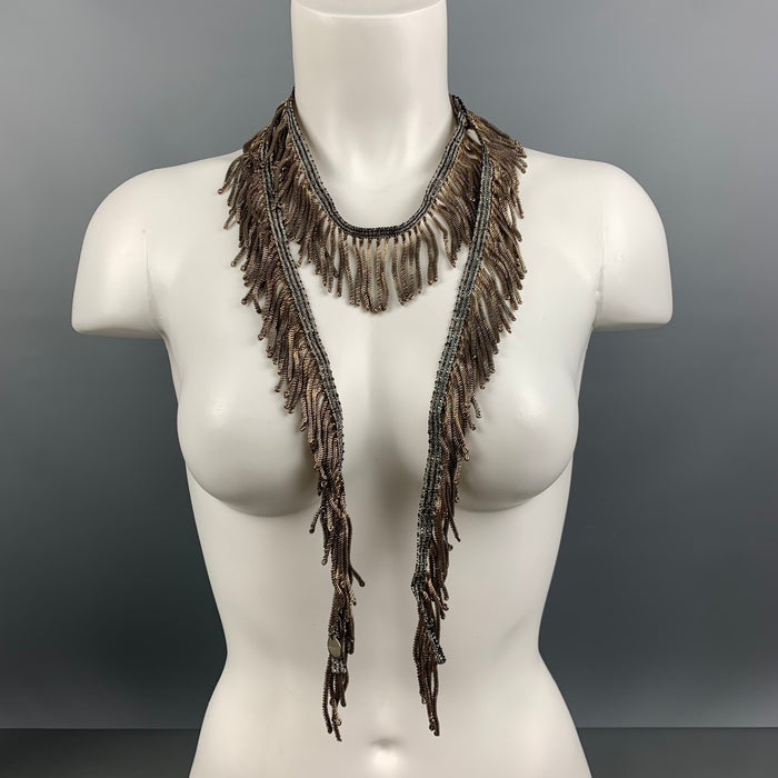ANN DEMEULEMEESTER Silver Fringe Metallic Necklace