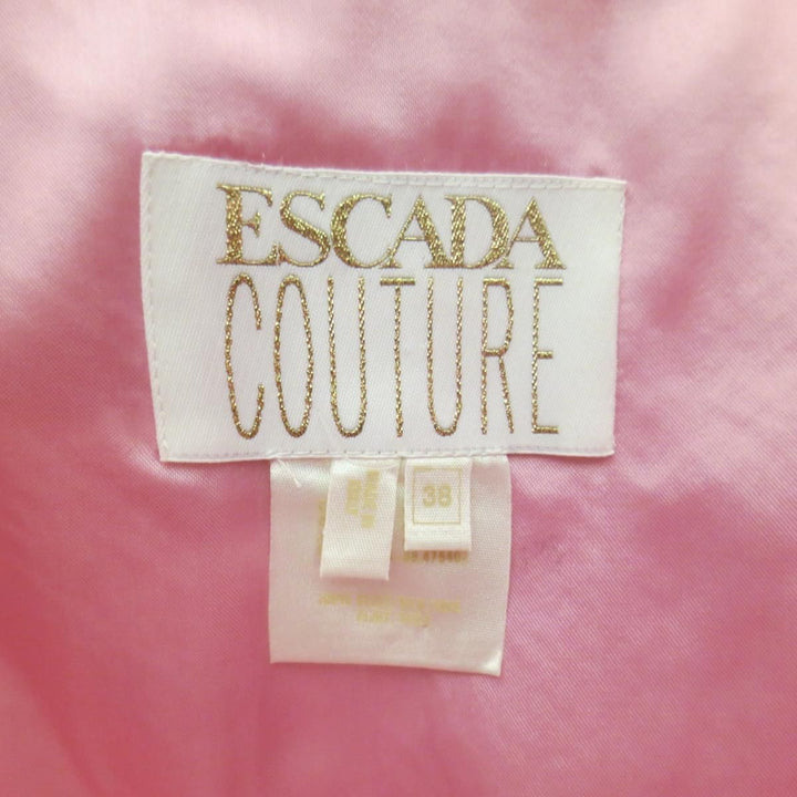 ESCADA COUTURE Size 8 Pink Silk Pleated Bust Gold Charm Strap Evening Gown