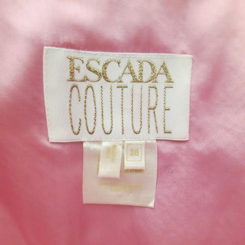 ESCADA COUTURE Size 8 Pink Silk Pleated Bust Gold Charm Strap Evening Gown ESCADA