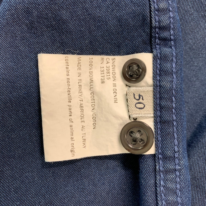 ACNE STUDIOS Size 40 Blue Solid Cotton Button Down Long Sleeve Shirt