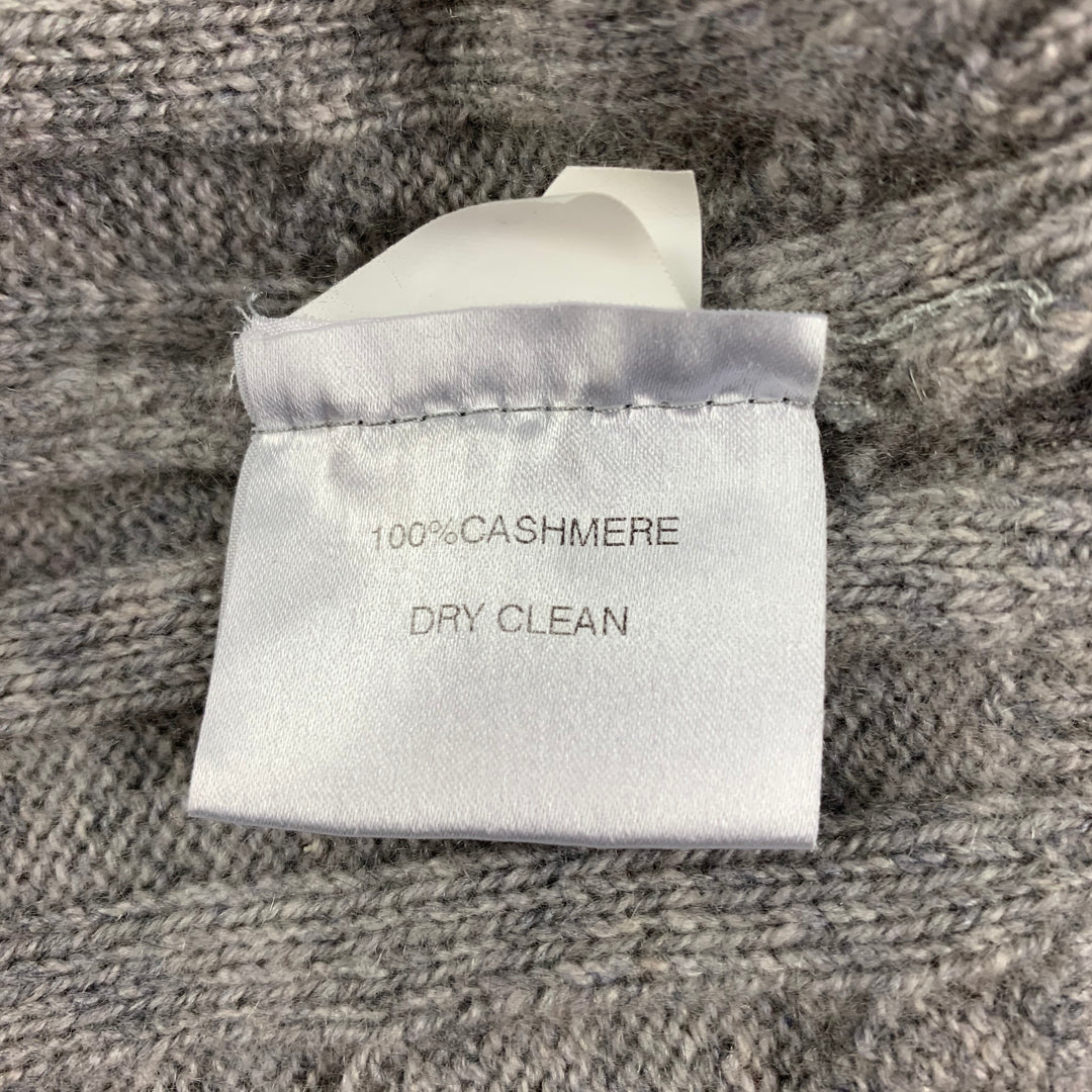 SAKS FIFTH AVENUE Size S Grey Cable Knit Cashmere Turtleneck Sweater