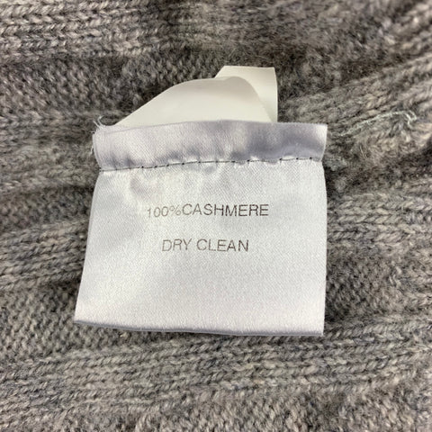 SAKS FIFTH AVENUE Size S Grey Cable Knit Cashmere Turtleneck Sweater