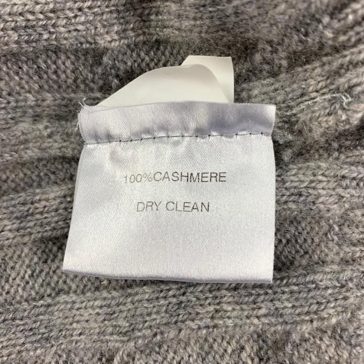 SAKS FIFTH AVENUE Size S Grey Cable Knit Cashmere Turtleneck Sweater