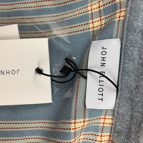 JOHN ELLIOTT Size L Powder Blue Brick Plaid Brushed Cotton Long Sleeve Shirt