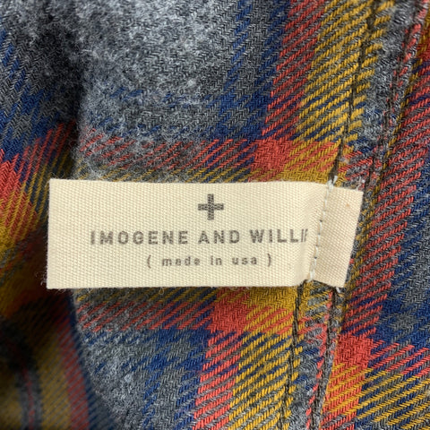 IMOGENE + WILLIE Earl Size M Grey & Yellow Plaid Cotton Long Sleeve Shirt