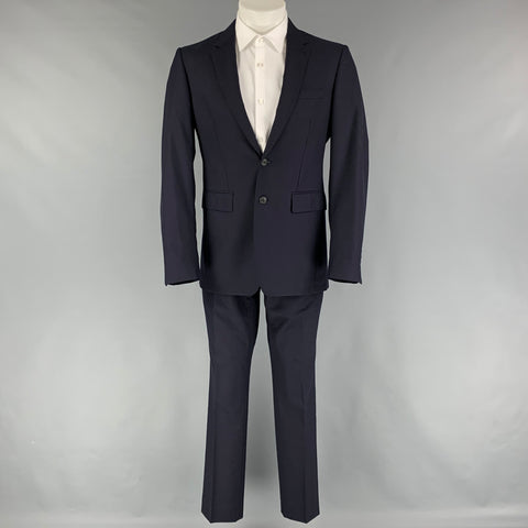 BURBERRY LONDON Size 38 Navy Wool Notch Lapel Suit