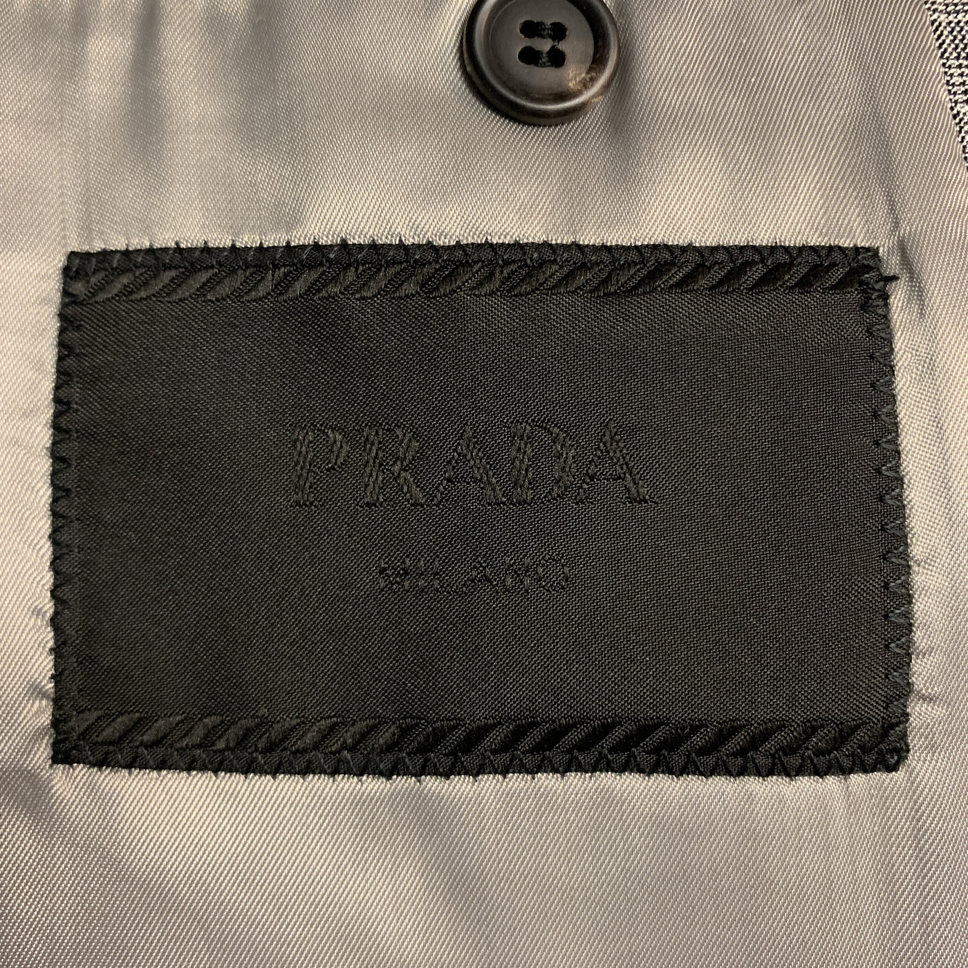 PRADA Size 38 Regular Plaid Grey Wool / Silk Notch Lapel Sport Coat