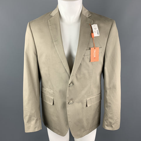 TALLIA Size 40 Khaki Short Cotton Notch Lapel Sport Coat