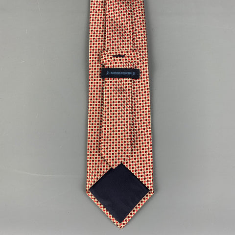 MASSIMO BIZZOCCHI Red & Cream Dots Silk Tie