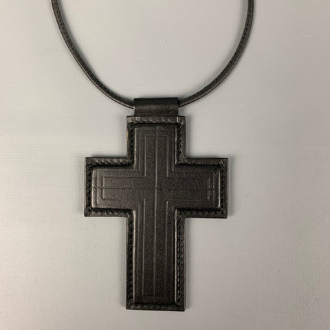 YVES SAINT LAURENT Black Leather Cross Necklace