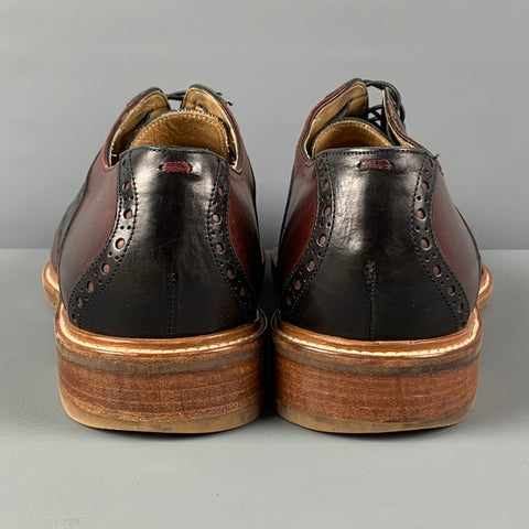COLE HAAN Size 10.5 Brown Black Perforated Leather Lace Up Shoes
