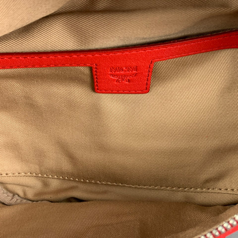 Sac ceinture en cuir monogramme embossé rouge MCM