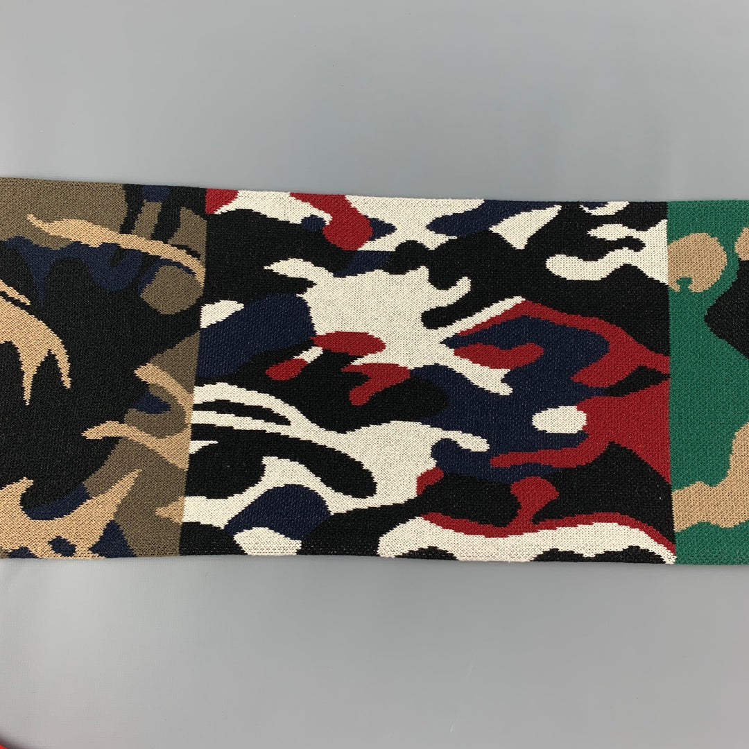 GOSHA RUBCHINSKIY Multi-Color Camoflage Cotton Blend Knitt Scarf