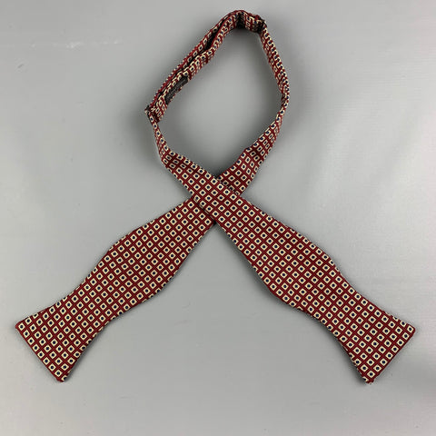 ROBERT TALBOTT Burgundy Taupe Print Silk Bow Tie