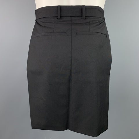 GIVENCHY Size 28 Black Wool Zip Fly Introductory Skirt