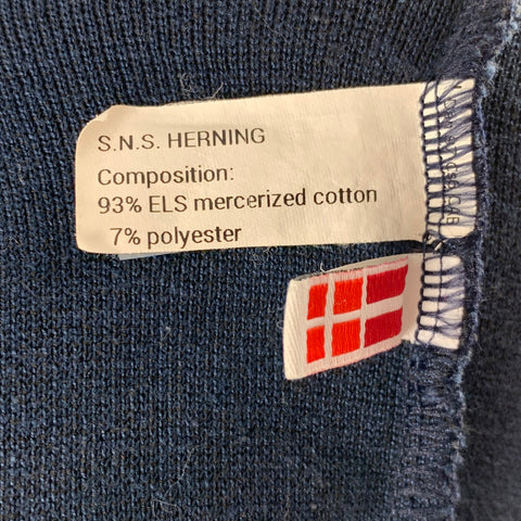 S.N.S HERNING Size XL Navy Cotton / Polyester V-Neck Cardigan