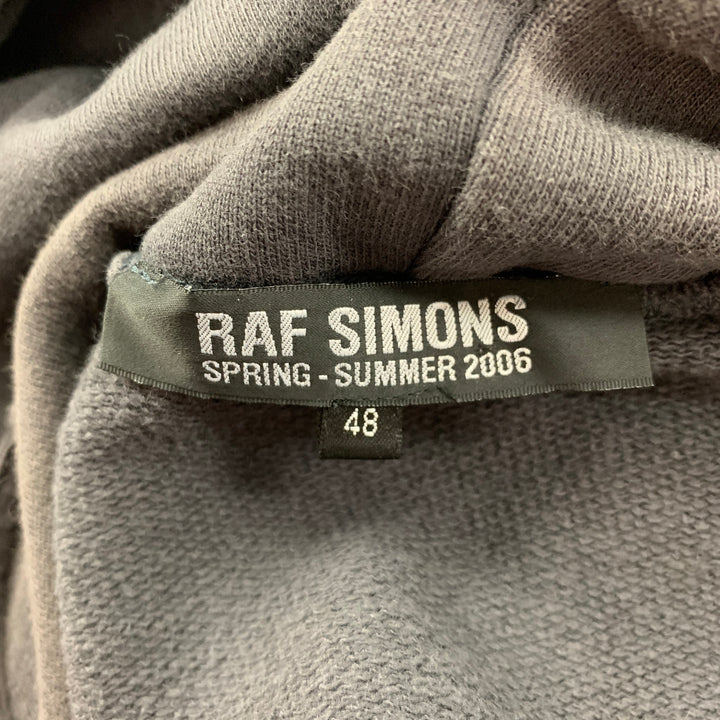 RAF SIMONS SS 06 Size 38 Grey Cut Out Cotton Hoodie Pullover