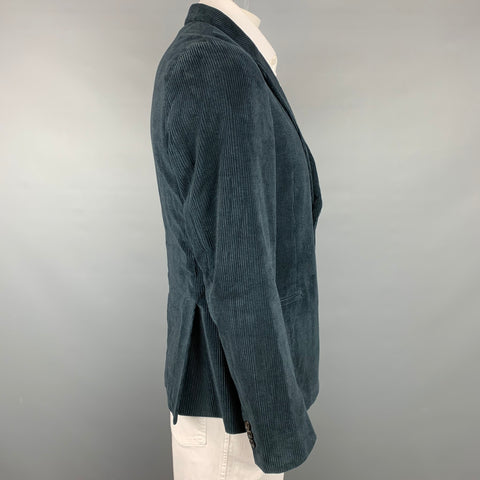 PAUL SMITH Soho Fit Taille 44 Manteau de sport à revers cranté en velours côtelé vert forêt régulier