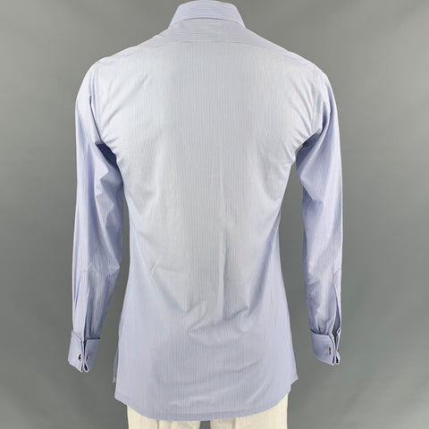 CHARVET Size M  Blue &  Burgundy Cotton Stripe Button Down Long Sleeve Shirt