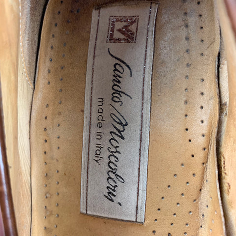 Vintage SANDRO MOSCOLONI Size 11 Brown Textured Crocodile Penny Loafers