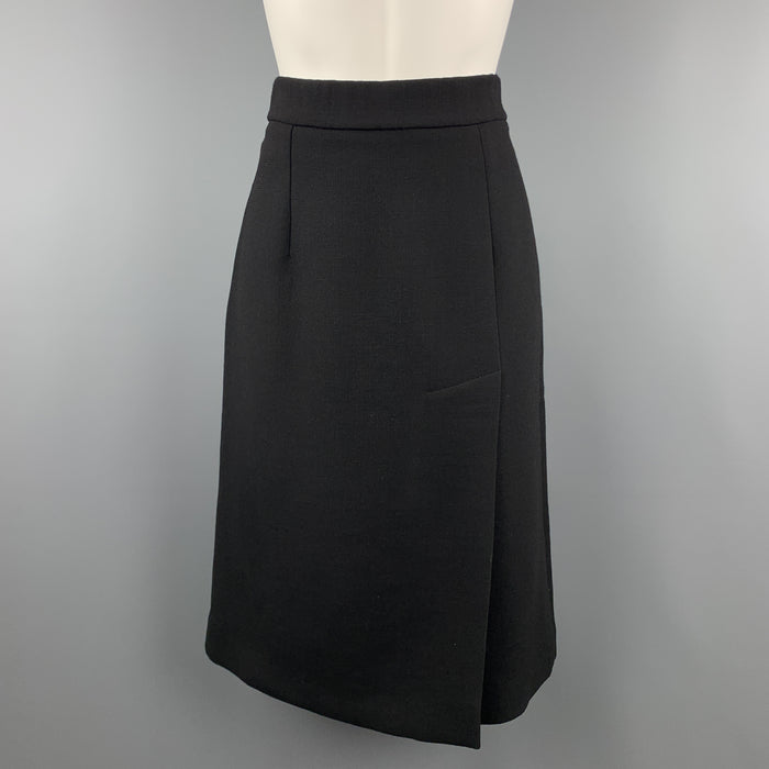 MARNI Size M Black Wool A Line Slit Skirt