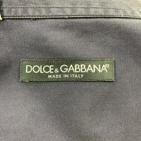 DOLCE & GABBANA Size XL Navy Cotton Button Up Long Sleeve Shirt