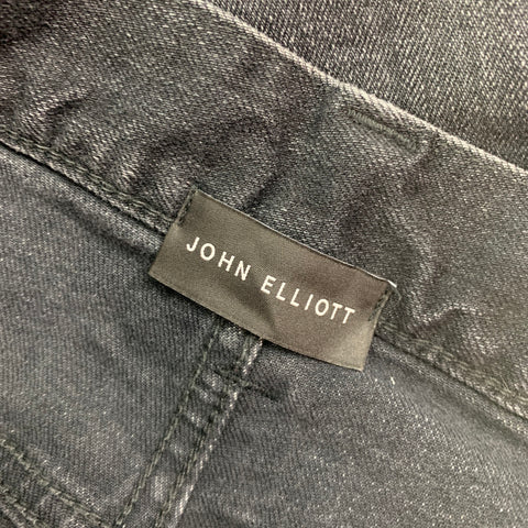 JOHN ELLIOTT Size 38 Black Wash Denim Button Fly Jeans