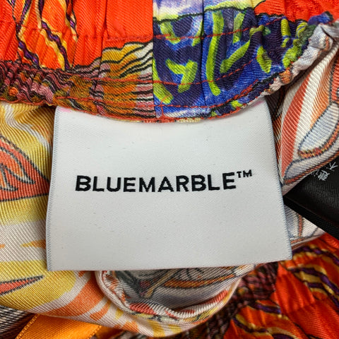 BLUEMARBLE Size S Multi-Color Print Silk Elastic Waistband Casual Pants