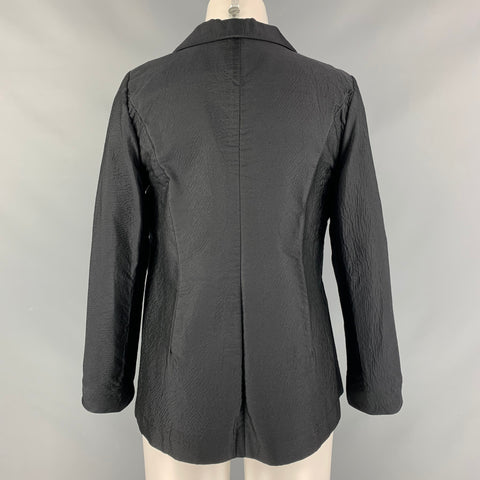 MARNI Size 2 Black Wrinkled Open Front Jacket