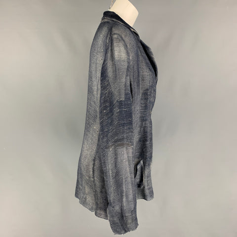 AVANT TOI Blazer de un solo botón de algodón de lino gris marino talla M