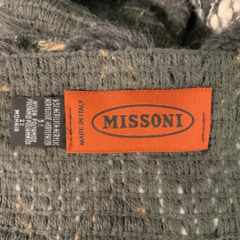 MISSONI One Size Grey Blue & White Wool Blend Zig Zag Sweater