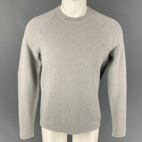 THEORY Size M Grey Knit Cashmere Crew-Neck Pullover