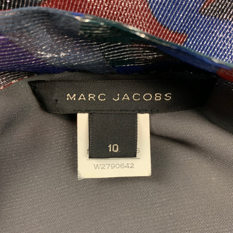 MARC JACOBS Size 10 Multi-Color Abstract Print Silk Blend Blouse